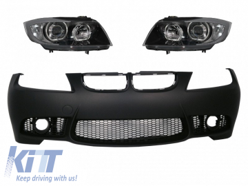 Front Bumper suitable for BMW 3 series E90 Sedan E91 Touring (04-08) (Non LCI) M3 Design with Headlights Angel Eyes