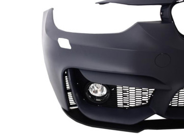 Front Bumper suitable for BMW 3er F30 F31 (2011-up) M3 Design With Fog Lamps with Front Grilles Double Stripe M Design Piano Black