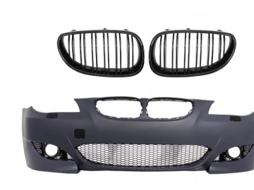 Front Bumper suitable for BMW 5 Series E60 (2003-2010) M5 Design with Central Grille Double Stripe Piano Black