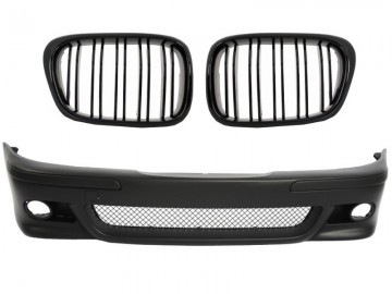 Front Bumper suitable for BMW E39 5 Series (1995-2003) M5 Look withCentral Grille Double Stripe Piano Black