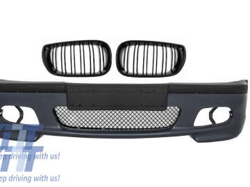 Front Bumper suitable for BMW E46 M-Technik Model with Central Grilles M Design Piano Black Assembly