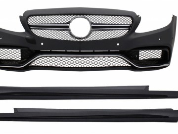 Front Bumper suitable for MERCEDES C-Class W205 S205 (2014-up) Limo T-model C63 A-Design with Side Skirts Sport