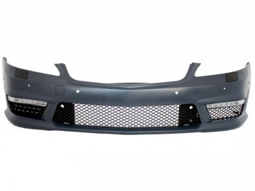Front Bumper suitable for MERCEDES Benz W221 S-Class (2005-2012) with Single Frame Front Grille and Side Skirts S63 S65 Design