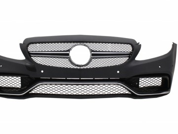 Front Bumper suitable for Mercedes C-Class C205 A205 Coupe Cabriolet (2014-2019) with Trunk Boot Spoiler and Rear Bumper Valance Diffuser C63S Design 