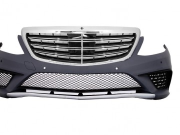 Front Bumper suitable for Mercedes Benz W222 S-Class (2013-06.2017) S63 Design with Central Grille Chrom