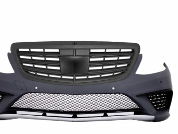 Front Bumper suitable for Mercedes Benz W222 S-Class (2013-06.2017) PDC with Front Grille Black S63 Design