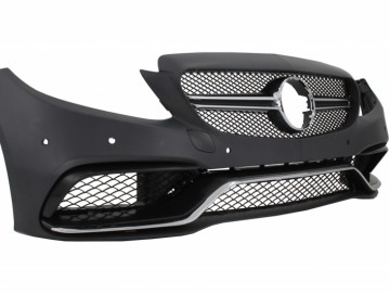 Front Bumper suitable for Mercedes C-Class C205 A205 Coupe Cabriolet (2014-2019) with Trunk Boot Spoiler and Rear Bumper Valance Diffuser C63S Design 