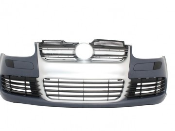 Front Bumper suitable for VW Golf V 5 (2003-2007) Jetta (2005-2010) R32 Look Brushed Aluminium Look Grille