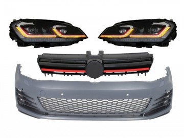 Front Bumper suitable for VW Golf VII 7 5G (2013-2017) with LED Headlights with Sequential Dynamic Turning Lights G7.5 GTI Look