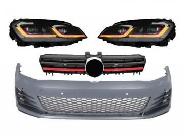 Front Bumper suitable for VW Golf VII 7 5G (2013-2017) with LED Headlights G7.5 GTI Look with Sequential Dynamic Turning Lights