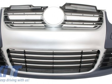 Front Bumper suitable for VW Golf V 5 (2003-2007) Jetta (2005-2010) R32 Look Brushed Aluminium Look Grille