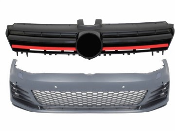 Front Bumper suitable for VW Golf VII 7 5G (2013-2017) with Central Grille Red GTI Design