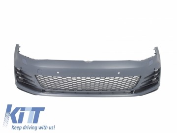 Front Bumper suitable for VW Golf VII Golf 7 (2013-2017) GTI Look with Headlights 3D LED DLR RED FLOWING Turn Light