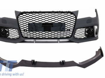 Front Bumper with Add-On Spoiler Lip Real Carbon suitable for AUDI A7 4G Facelift (2015-2018) RS7 Design