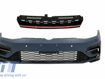 Front Bumper with Central Badgeless Grille suitable for VW Golf 7.5 VII Facelift (2017-up) R GTI Design