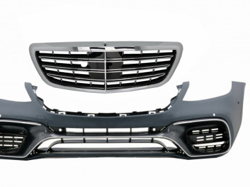 Front Bumper with Central Grille Chrome suitable for Mercedes S-Class W222 Facelift (2017-up) S63 Design