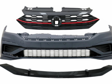 Front Bumper with Central Grille and Lip Extension Spoiler suitable for VW Jetta Mk7 (2019-2021) GLI Design