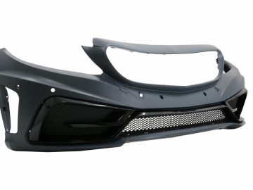 Front Bumper with Diffuser Double Outlet and Exhaust Tips suitable for Mercedes C-Class A205 Cabriolet C205 Coupe (2014-2019)