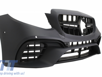 Front Bumper with Diffuser and Exhaust Muffler Tips suitable for Mercedes E-Class C238 A238 (2016-up) E63 Design All Black