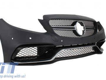 Front Bumper with Diffuser and Black Tips suitable for MERCEDES C-Class W205 S205 (2014-2020) Only for AMG Sport Line