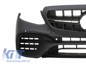 Front Bumper with Diffuser and Exhaust Muffler Tips Black suitable for Mercedes E-Class W213 (2016-up) E63 Design