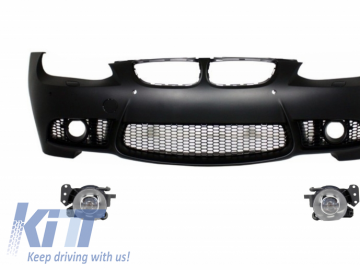 Front Bumper with Fog Light Projectors suitable for BMW 3 Series E92 Coupe E93 Cabrio (2006-2009) M3 Look with PDC