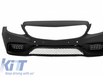 Front Bumper with Front Grille GT-R suitable for Mercedes C-Class C205 A205 Coupe Cabriolet (2014-2019) and Rear Bumper Valance Diffuser C63S Design A