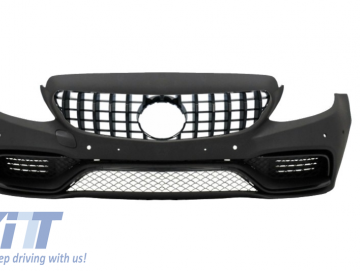 Front Bumper with Front Grille GT-R Panamericana suitable for MERCEDES C-Class W205 S205 (2014-up) Limousine T-Model Coupe Cabriolet C63