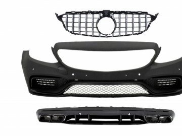 Front Bumper with Grille Chrome and Diffuser suitable for MERCEDES C-Class W205 S205 (2014-2018) C63 Design