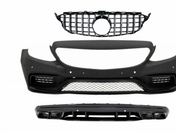 Front Bumper with Grille Crom Without Camera and Diffuser suitable for MERCEDES C-Class W205 S205 (2014-2018) C63 Design