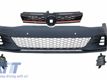 Front Bumper with Grille LED Fog Lights suitable for VW Golf VII 7.5 (2017-Up) and LED Headlights Sequential Dynamic Turning Lights GTI Look