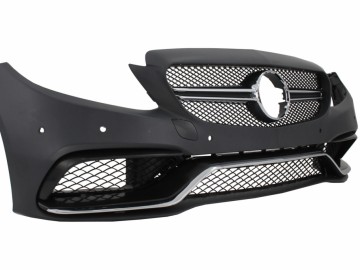 Front Bumper with Grilles & Diffuser Double Outlet and Exhaust Tips suitable for MERCEDES C-Class C205 Coupe A205 Cabriolet (2014-2019) C63 Design