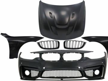 Front Bumper with Grilles and Front Fenders & Hood Bonnet suitable for BMW 4 Series F32 Coupe F33 Convertible F36 Gran Coupe (2013-2017) M4 Design All