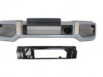 Front Bumper with Headlights Covers LED DRL suitable for Mercedes G-Class W463 (1989-up) Headlights Chrome and Turning Lights G65 Design