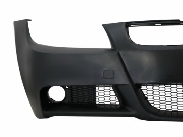 Front Bumper with Kidney Grilles and Spoiler Lip suitable for BMW 3 Series E90 E91 Sedan Touring (2004-2008) M-Technik Design