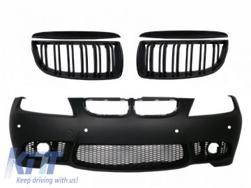 Front Bumper with Kidney Grilles Double Stripe suitable for BMW 3 series E90 E91 Pre-LCI (2004-2008) Sedan Touring M3 Design