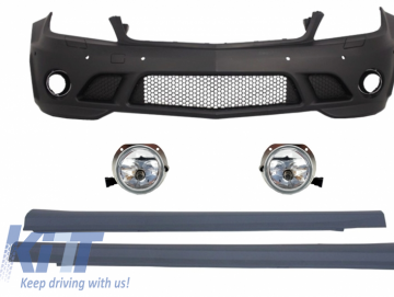 Front Bumper with PDC Fog Lights Side Skirts suitable for MERCEDES C-Class W204 (2007-2012) C63 A-Design