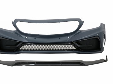 Front Bumper with Real Carbon Lip suitable for Mercedes C-Class W205 S205 A205 C205 (2014-2019) Limousine T-Model Coupe Cabriolet