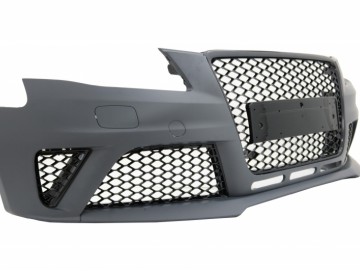 Front Bumper with Rear Bumper Valance Diffuser & Exhaust Tips suitable for AUDI A4 B8 Pre-Facelift (2008-2011) RS4 Design