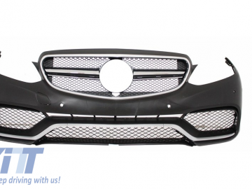 Front Bumper with Rear Diffuser and Exhaust Muffler Tips Chrome suitable for Mercedes E-Class W212 Facelift (2013-2016) E65 Design only Standard Bumpe