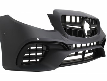 Front Bumper with Rear Diffuser and Exhaust Muffler Tips suitable for Mercedes E-Class W213 (2016-up) E63s Design Black Edition