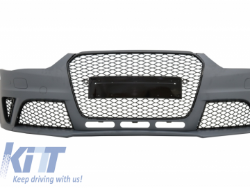 Front Bumper with Rear Diffuser and Exhaust Muffler Tips suitable for AUDI A4 B8 Sedan Facelift (2012-2015) RS4 Design