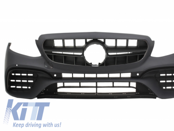 Front Bumper with Rear Diffuser and Exhaust Muffler Tips suitable for Mercedes E-Class W213 (2016-up) E63 Design Black Edition