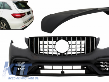 Front Bumper with Rear Roof Spoiler suitable for Mercedes GLC X253 SUV (2015-2019) GLC 63 Design