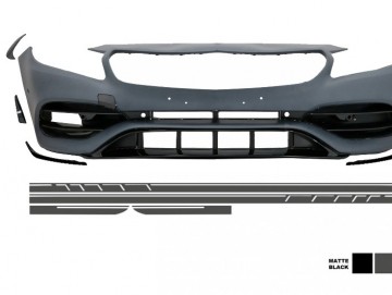 Front Bumper with Side Decals Sticker Dark Grey suitable for Mercedes A-Class W176 (2012-2018) Facelift A45 Design