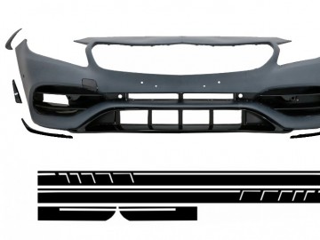 Front Bumper with Side Decals Sticker Vinyl Matte Black suitable for Mercedes A-Class W176 (2012-2018) Facelift A45 Design