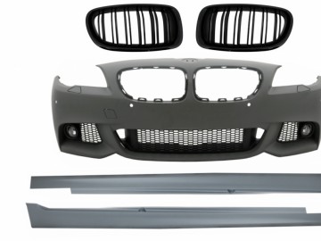 Front Bumper with Side Skirts and Central Grilles Kidney suitable for BMW 5 Series F10 F11 Non LCI (07.2010-2013) Sedan Touring M-Technik Design