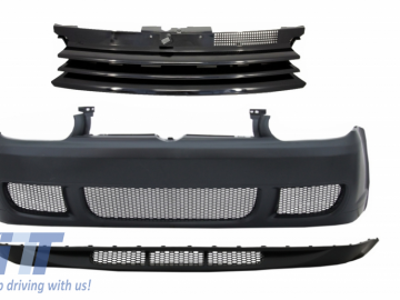 Front Bumper with Spoiler Lip and Central Grille suitable for VW Golf IV 4 MK4 (1998-2004) R32 Look