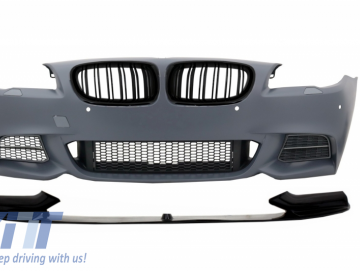 Front Bumper with Spoiler Lip and Kidney Grilles suitable for BMW 5 Series F10 F11 (2010-2017) M-Performance Sport M550 Design