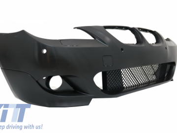 Front Bumper without Fog Lights Central Grille Shiny Black suitable for BMW 5 Series E60/E61 2003-2007 M-Technik Design